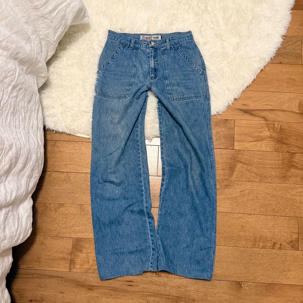 Quizz New York Vintage Y2K Wide Leg Jeans Medium Wash Cotton Denim Size 5/6
